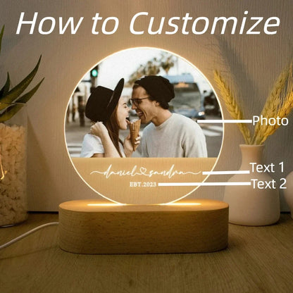 Personal isierte 3d Foto lampe angepasste Foto Text benutzer definierte Schlafzimmer Nachtlicht Valentinstag Hochzeitstag Geburtstags geschenke