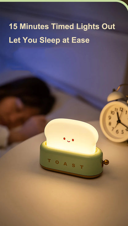 BANDIAN Brot Toast Cartoon LED Nachtlicht Nette Wohnkultur Kawaii Brot Tisch Lampen Nacht Tragbare Licht mit Timer Winzige Lampe