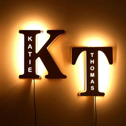 Nach Buchstaben LED Nacht Licht Holz Gravierte Name Wohnkultur Hochzeit Geburtstag Party Weihnachten Neue Jahr Dekoration Liebhaber Geschenk