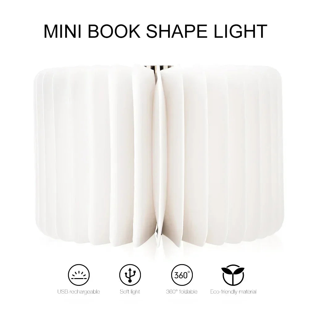 3D-LED-Buchlicht, USB wiederaufladbar, Nachtlicht, 3 Farben, faltbar, Tischlampe, kreative LED-Magnetlampe, tragbare Schreibtischbeleuchtung