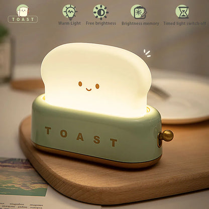 BANDIAN Brot Toast Cartoon LED Nachtlicht Nette Wohnkultur Kawaii Brot Tisch Lampen Nacht Tragbare Licht mit Timer Winzige Lampe