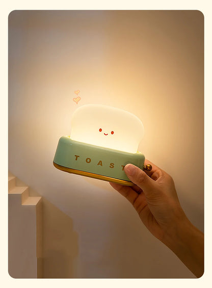 BANDIAN Brot Toast Cartoon LED Nachtlicht Nette Wohnkultur Kawaii Brot Tisch Lampen Nacht Tragbare Licht mit Timer Winzige Lampe