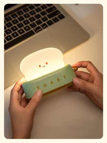 BANDIAN Brot Toast Cartoon LED Nachtlicht Nette Wohnkultur Kawaii Brot Tisch Lampen Nacht Tragbare Licht mit Timer Winzige Lampe