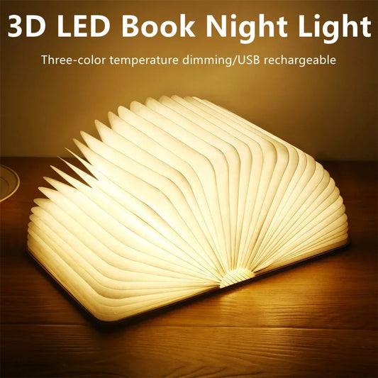 Faltbare LED-Buchlampe – 3 Lichtfarben, USB-Akku, magnetisch