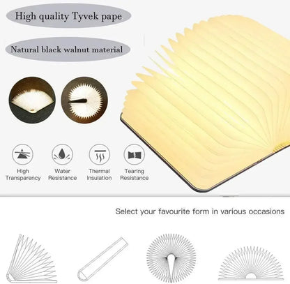 3D-LED-Buchlicht, USB wiederaufladbar, Nachtlicht, 3 Farben, faltbar, Tischlampe, kreative LED-Magnetlampe, tragbare Schreibtischbeleuchtung