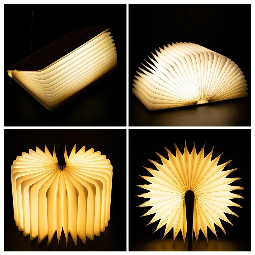 3D-LED-Buchlicht, USB wiederaufladbar, Nachtlicht, 3 Farben, faltbar, Tischlampe, kreative LED-Magnetlampe, tragbare Schreibtischbeleuchtung