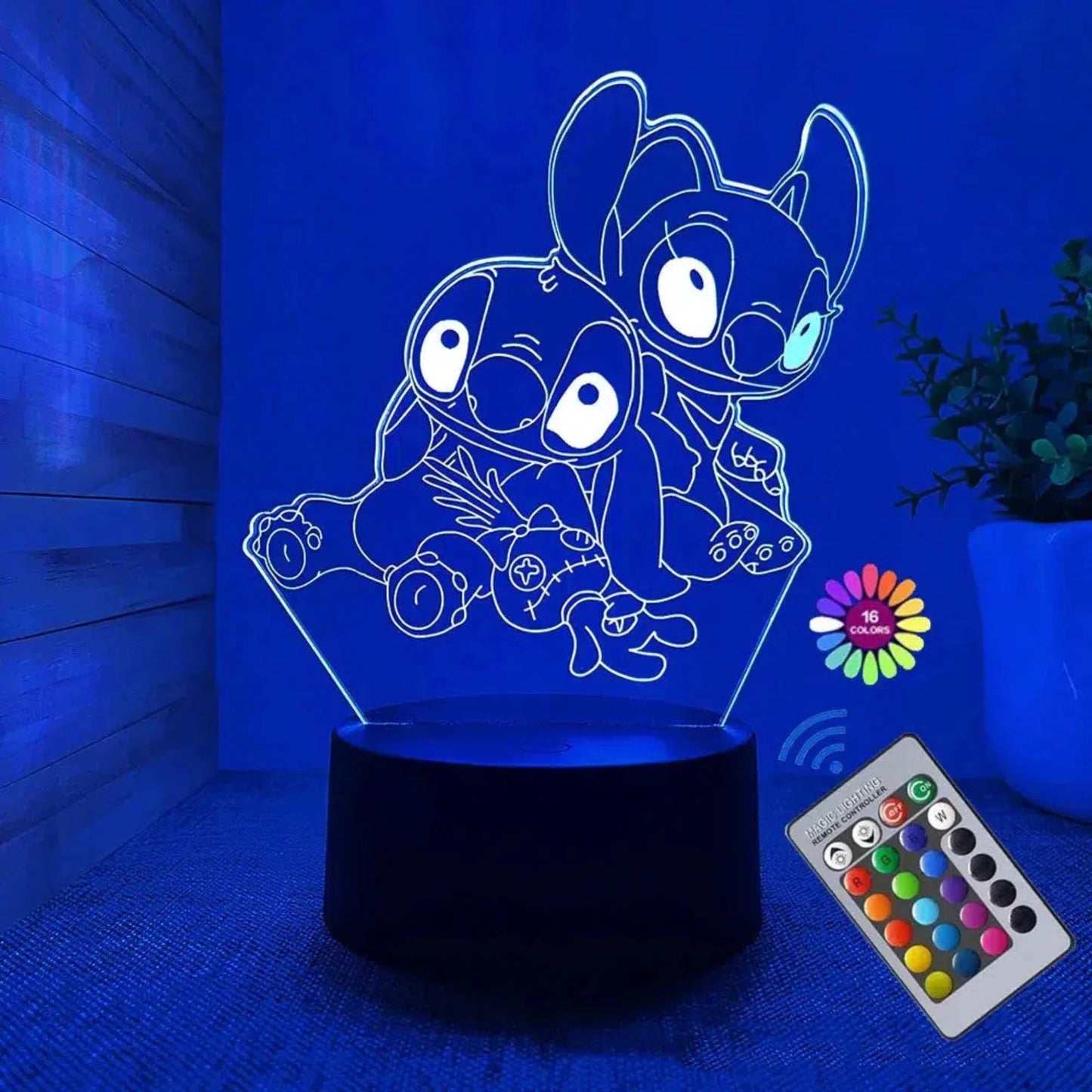 Stitch Nachtlicht - 3D LED Lampe mit 16 Farben & Fernbedienung-Nachtlicht-Ma boutique