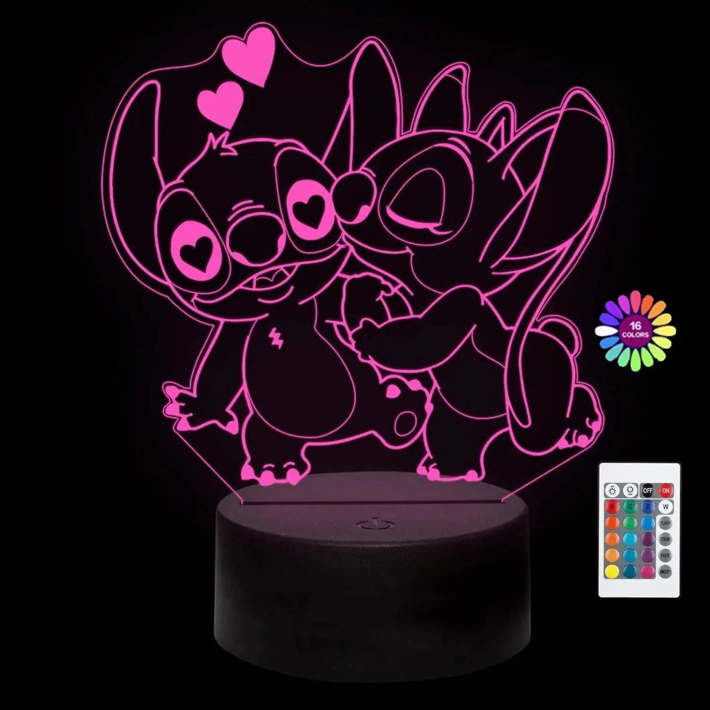 Stitch Nachtlicht - 3D LED Lampe mit 16 Farben & Fernbedienung-Nachtlicht-Ma boutique