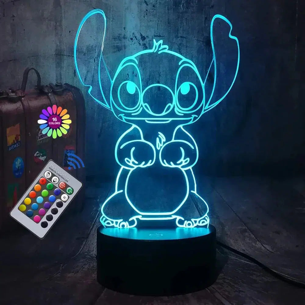 Stitch Nachtlicht - 3D LED Lampe mit 16 Farben & Fernbedienung-Nachtlicht-Ma boutique