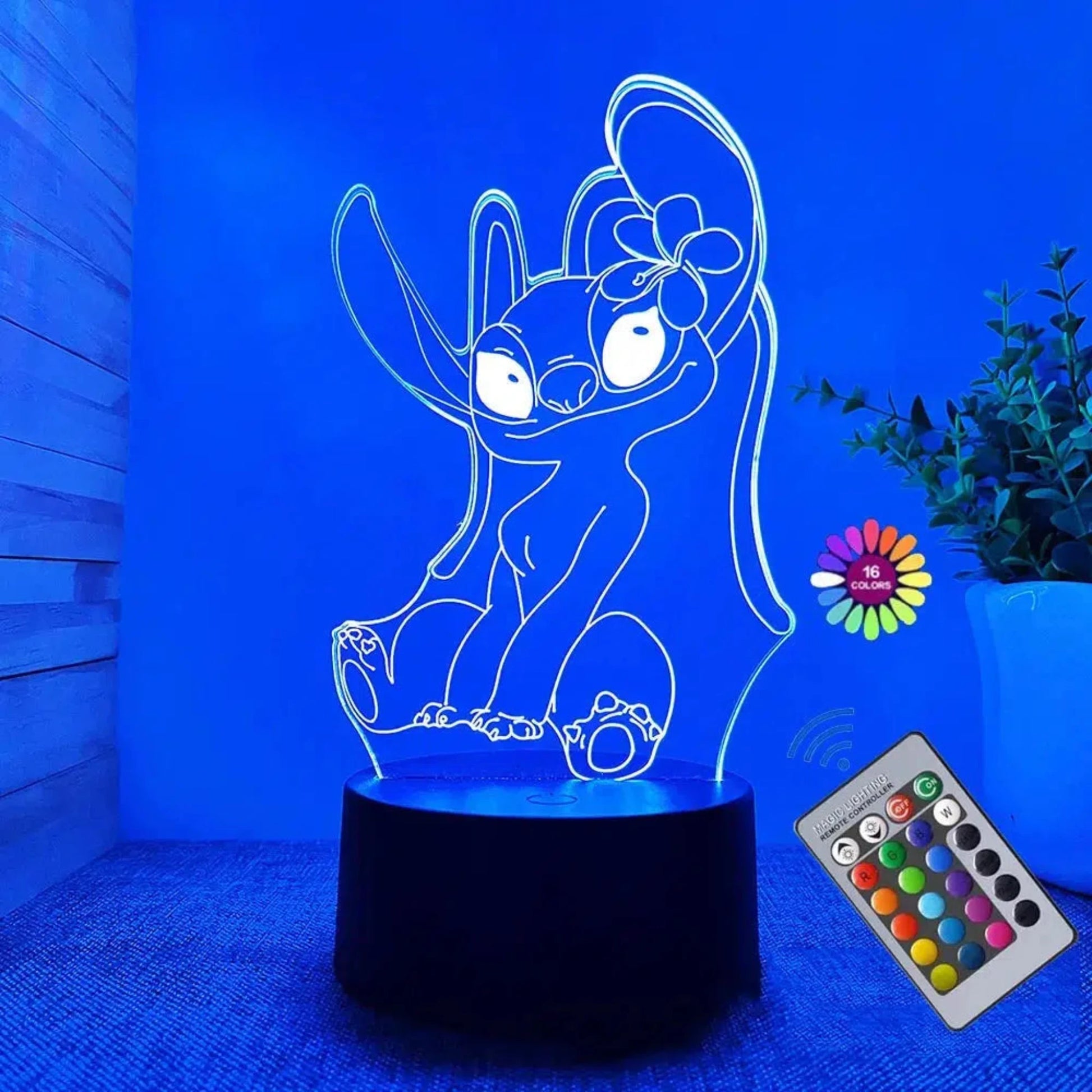 Stitch Nachtlicht - 3D LED Lampe mit 16 Farben & Fernbedienung-Nachtlicht-Ma boutique