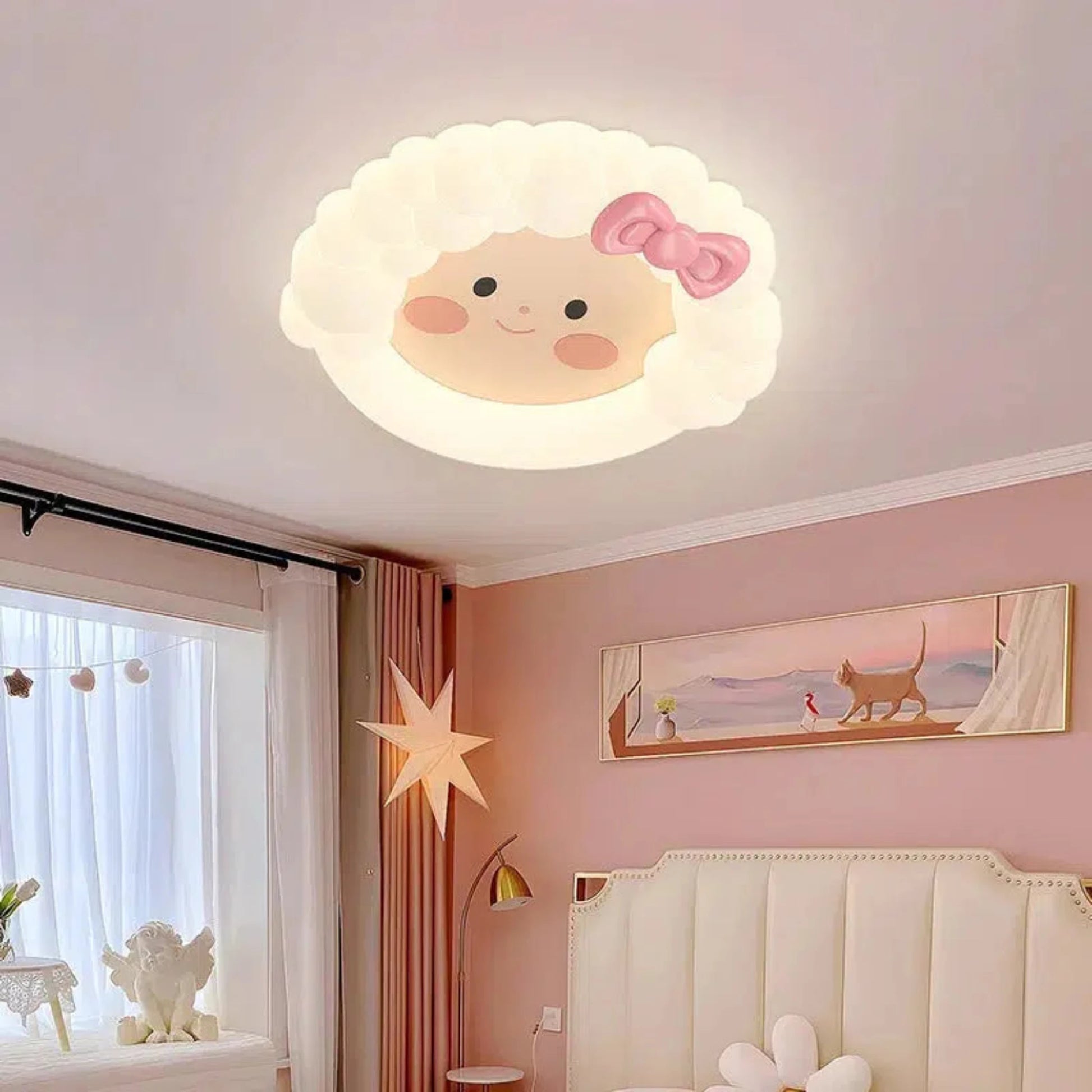 Süße Schaf-Deckenleuchte für Kinderzimmer: LED-Lampe mit Farbwechsel-Nachtlicht-Ma boutique