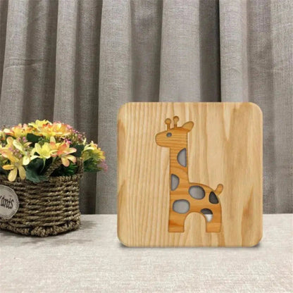 Giraffen - Nachtlicht aus Holz: Dekorative Schlummerleuchte für Kinderzimmer - Nachtlicht Kinder
