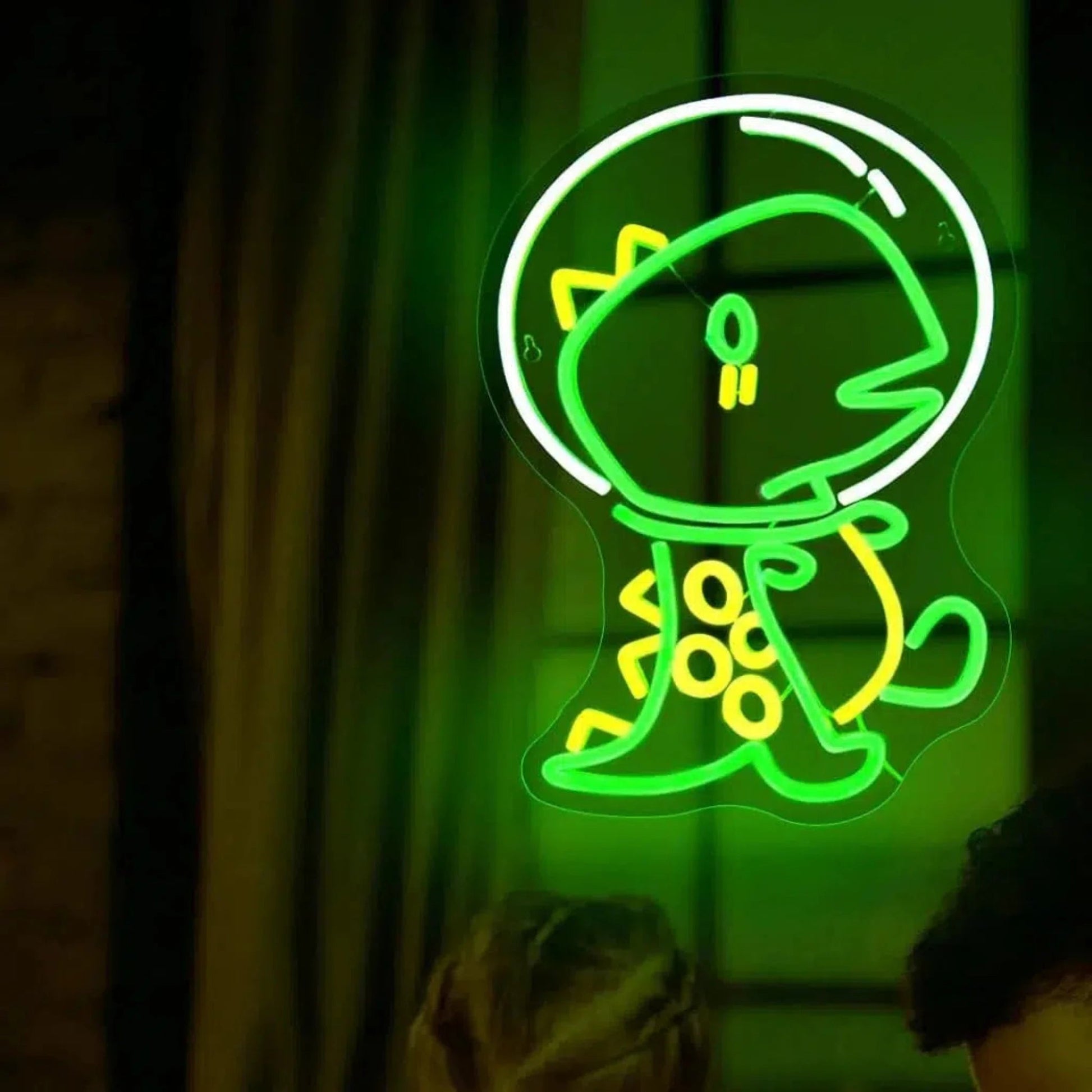 Neon Dino Astronaut Nachtlicht für Wanddeko - Nachtlicht Kinder