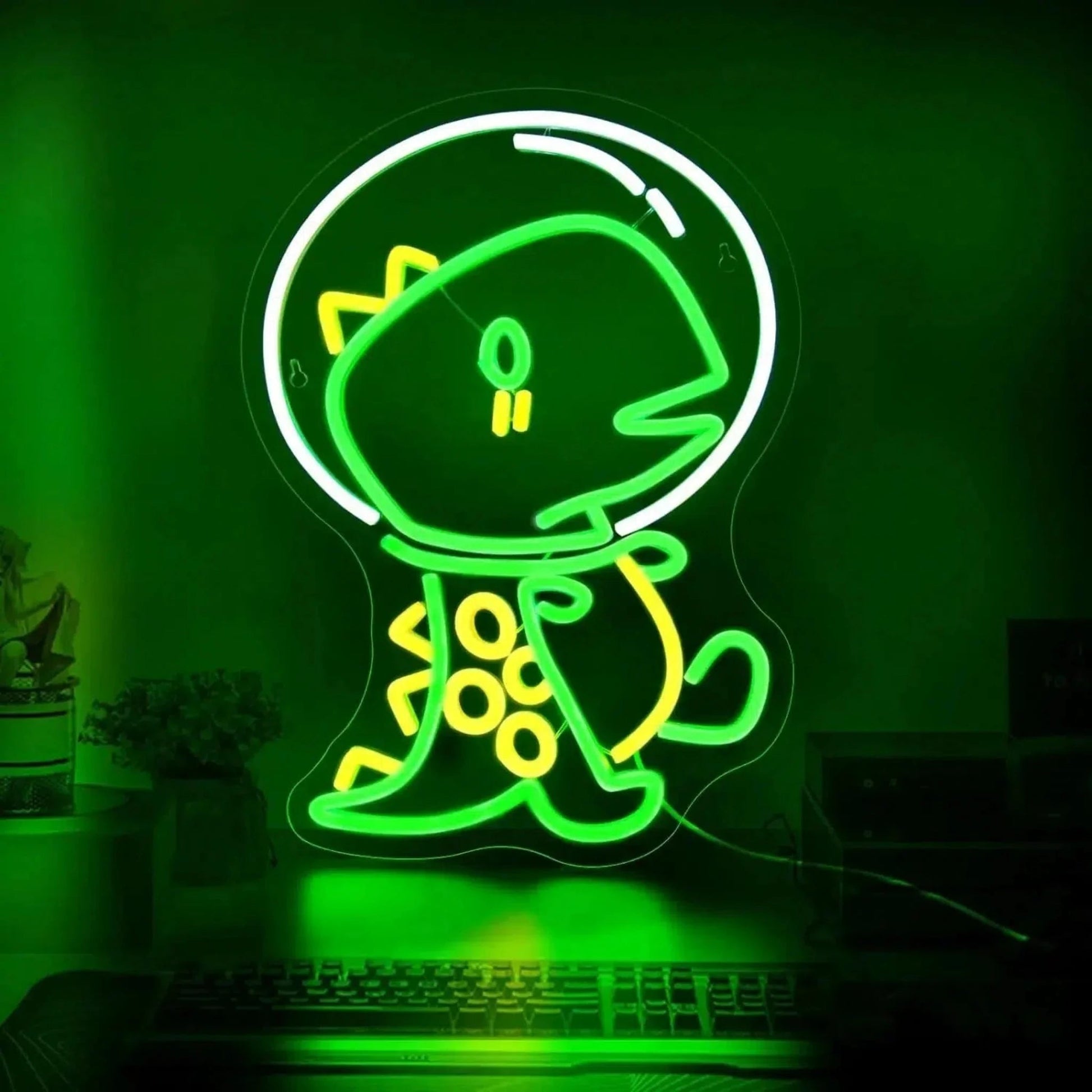 Neon Dino Astronaut Nachtlicht für Wanddeko - Nachtlicht Kinder
